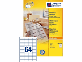 Etiket Avery Zweckform 3667-200 48.5x16.9mm wit 12800stuks