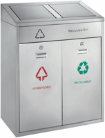 Recycling afvalbak outdoor 2x21 ltr, kleur mat RVS, model VB 667802