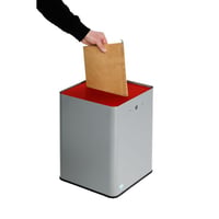 Papierverzamelaar, DSGVO-conform h x b x d = 420x320x320 mm zilver/rood