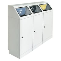 Afvalbak voor kringloopmateriaal, zelfdovend inhoud 3x45 l klep blauw/geel/grijs