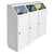 Afvalbak voor kringloopmateriaal, zelfdovend inhoud 3x45 l klep blauw/geel/grijs