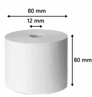 Telrollen 80 mm, 75 meter thermisch (12 mm kern)