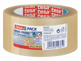tesa® Verpakkingstape PVC 50 mm x 66 m, transparant (pak 6 x 66 meter)