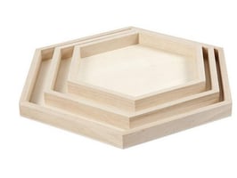 Creotime Dienblad hexagonaal hout (pak 3 stuks)