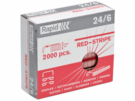 Nieten Rapid Nieten Rapid 24/6 verkoperd red stripe 2000 stuks
