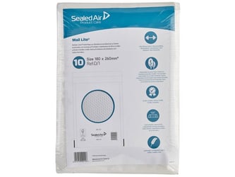 Sealed Air® D1 Luchtkussenenvelop, 260 x 180 mm, Polyetheleen, Wit (pak 10 stuks) artikel afbeelding