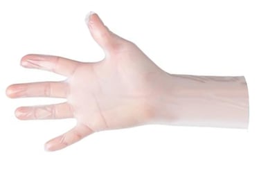 Vinyl handschoen. Wit/Transp. Poedervrij Maat XL
