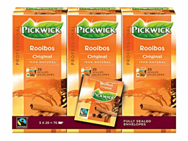 Pickwick Professional Rooibos Original, theezakjes, cafeïnevrij, doos, 38 g (pak 75 stuks)