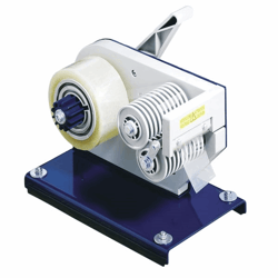 Plakbanddispenser halfautomatisch voor bandbreedte van 19 tot 75 mm variabele lengte-instelling