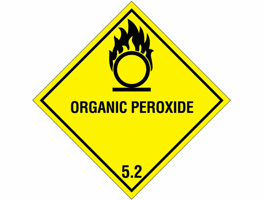 Gevarenetiket A103, 100X100mm geel opdruk zwart. Klasse 5 Organic Peroxide
