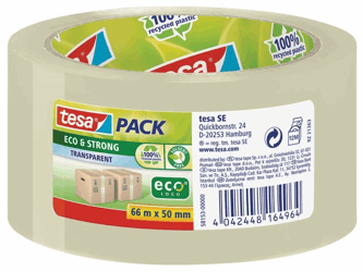 tesa® Verpakkingstape Eco & Strong 50 mm x 66 m, transparant (pak 6 x 66 meter) artikel afbeelding