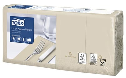 Servetten Tork 477351 2laags 33x33cm naturel 200st. artikel afbeelding