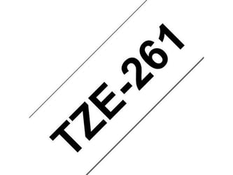 Brother TZe261 Labeltape, 36 mm x 8 m, Zwart op Wit artikel afbeelding