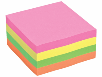 Staples Notitieblok kubus 76 x 76 mm, neonkleuren (blok 400 vel) artikel afbeelding