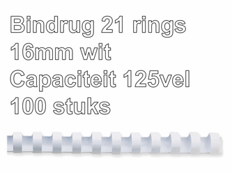 BINDRUG FELLOWES 16MM 21RINGS A4 WIT artikel afbeelding