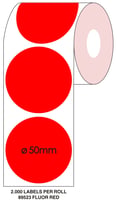 Etiket SPLS 50mm rond rood/rl2000