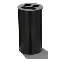 Recyclingstation van metaal, verzinkt inhoud 60 l, hoogte 670 mm (Dekselkleur: zwart; Dekselmateriaal: plaatstaal, met poedercoating; Kleur afvalbak: signaalzwart RAL 9004; Materiaal van de afvalbak: plaatstaal, met poedercoating)