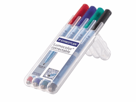 Viltstift Staedtler Lumocolor 305 non permanent correctable F set à 4 stuks
