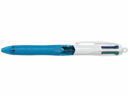 Balpen Bic 4kleuren grip medium lichtblauw
