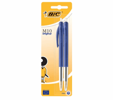 Balpen Bic M10 medium blauw blister à 2 stuks