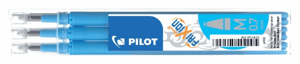 Rollerpenvulling PILOT friXion medium lichtblauw set à 3 stuks
