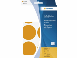 Etiket HERMA 2284 rond 50mm fluor oranje 144stuks
