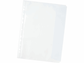 Staples Standard Plus-insteekhoes met klep, A4, transparant met witte, verstevigde rand, polypropyleen, 306 x 230 mm (pak 10 stuks) artikel afbeelding