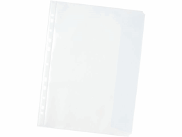 Staples Standard Plus-insteekhoes met klep, A4, transparant met witte, verstevigde rand, polypropyleen, 306 x 230 mm (pak 10 stuks)