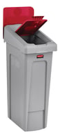 Deksel Rubbermaid Slim Jim Recyclestation gesloten rood