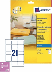 ETIKET AVERY J8560-25 63.5X38.1MM 525ST TRANSP artikel afbeelding