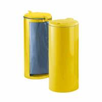 Plaatstalen afvalbak voor inhoud 120 l, front gesloten (Dekselkleur: geel; Framekleur: geel)