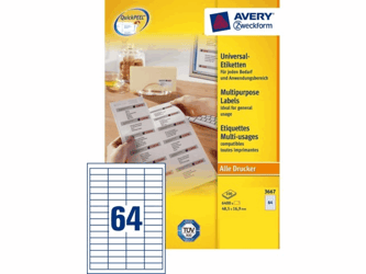ETIKET AVERY ZWECK 3667 48.5X16.9MM 6400ST artikel afbeelding