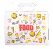 Papieren draagtassen wit groot 32×16×27 cm verpakt per 300 Stuks model Food