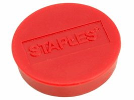 Staples Verpakking met 10 ronde, rode magneten van 30 mm met een magnetische kracht 850 gram/m² (doos 10 stuks)