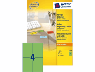 ETIKET AVERY ZWECK 3458 105X148MM 400ST GROEN artikel afbeelding