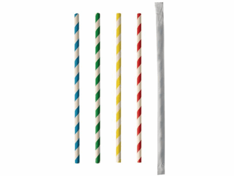 Rietje papier pure 6mm 20cm ind/pk100 artikel afbeelding