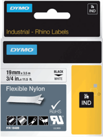 Dymo Rhino labeltape 19mmx3.5m zwart op wit 18489