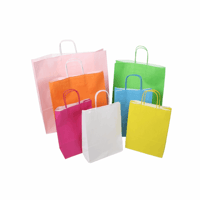 Papieren draagtas met gedraaide handgreep 32+12x41cm, 100 grams, kleur lichtblauw
