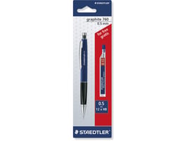 Staedtler Vulpotlood HB loodstift 0,5 mm, blauwe huls met grip (blister 1 stuk)
