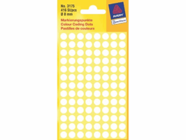 Etiket Avery Zweckform 3175 rond 8mm wit 416stuks