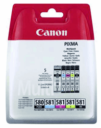 INKCARTRIDGE CANON PGI-580 CLI-581 2X ZWART + 3 KLEUREN artikel afbeelding