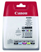 Inktcartridge Canon PGI-580 + CLI-581 2x zwart + 3 kleuren