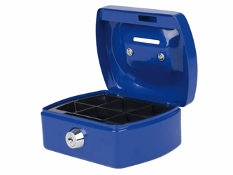 GELDKIST PAVO 125X95X60MM MET GLEUF BLAUW artikel afbeelding