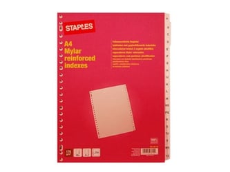 Staples Voorbedrukt tabblad, karton, 20-delig, A4, wit (set 20 vel)
