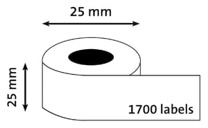 Etiket Dymo LabelWriter industrieel 25x25mm 2 rollen á 850 stuks wit