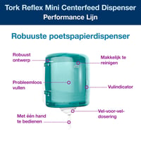 Dispenser Tork M4 Reflex 473180 centrefeed turquoise