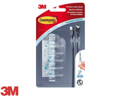 Kabelklem Command rond incl bevestigingsstrips transparant 4 stuks