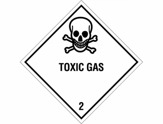 Gevarenetiket A98, 100X100mm wit opdruk zwart. Klasse 2 Toxic Gas artikel afbeelding