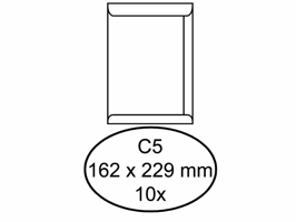 Envelop Hermes akte C5 162x229mm zelfklevend wit pak à 10 stuks
