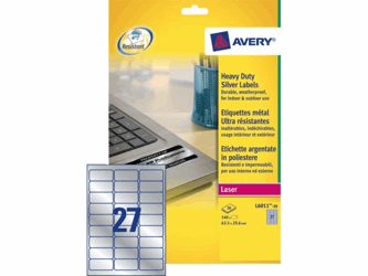 ETIKET AVERY L6011-20 63.5X29.6MM 540ST ZILVER artikel afbeelding